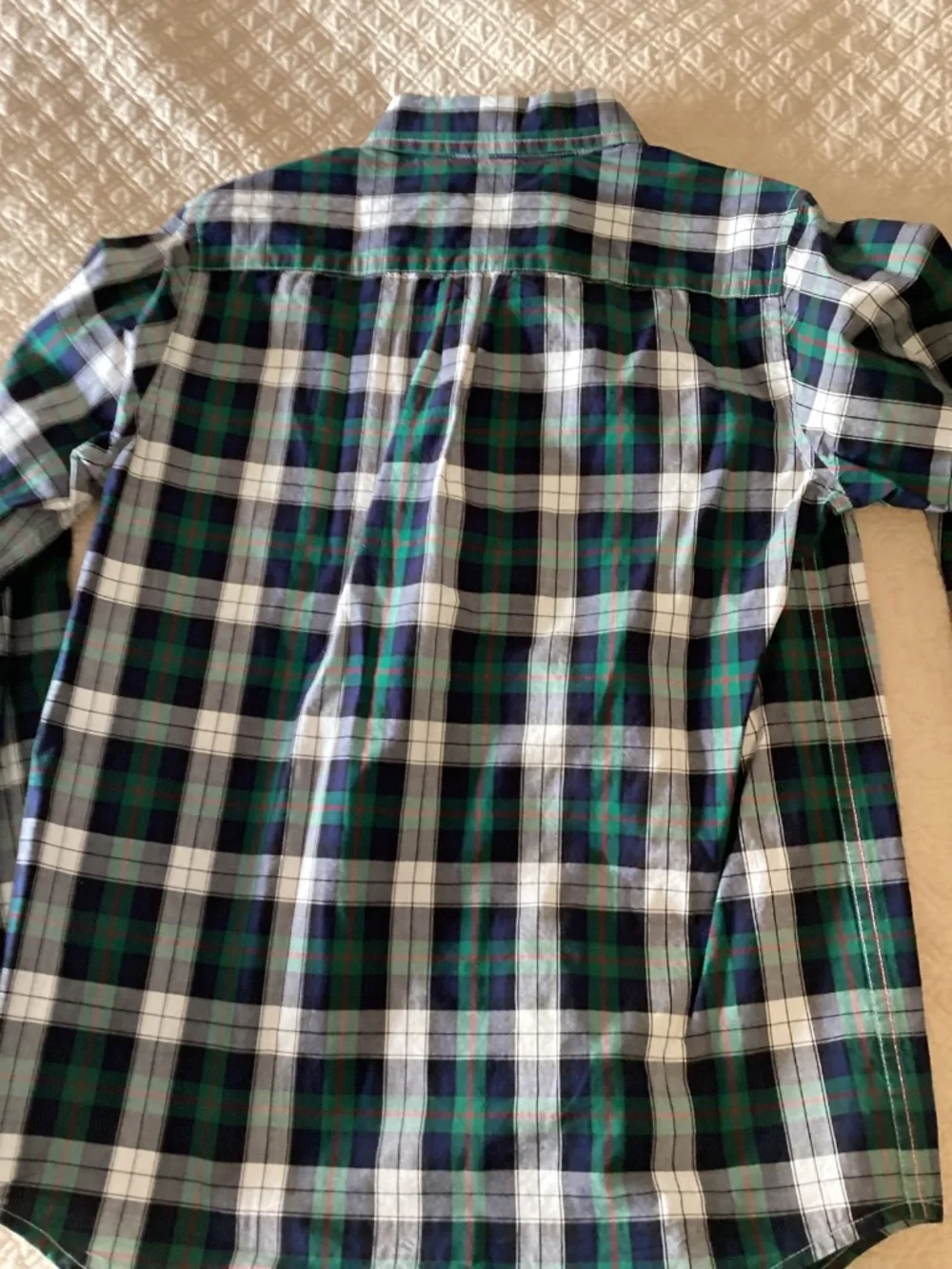 Janie and Jack boys size 14 green plaid cotton Oxford shirt